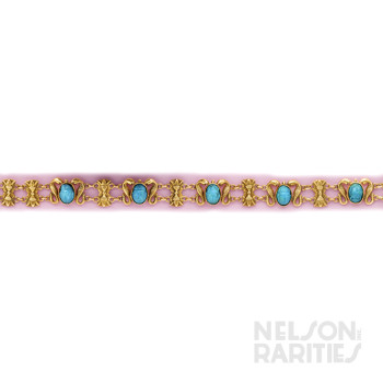 Turquoise and Gold Egyptian Revival Bracelet