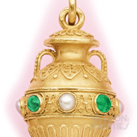 Emerald, Pearl and Gold Pendant Watch