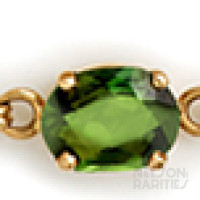 Oval Green Tourmaline and Gold Heart-Link Bracelet