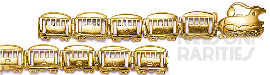 Carved Gold Parisian Train Bracelet