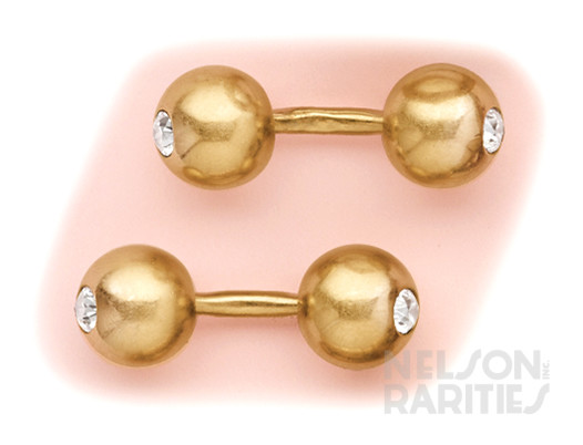 Diamond and Gold Barbell Cufflinks