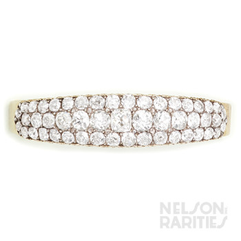 Georgian Cushion-Cut Diamond, Silver and Gold Bangle Bracelet