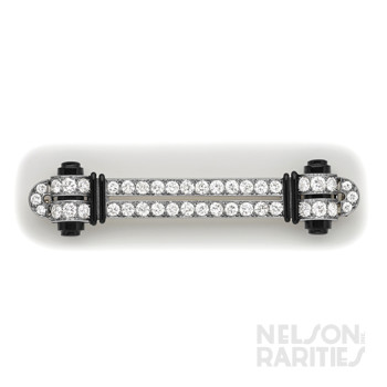 Carved Onyx, Diamond and Platinum Brooch