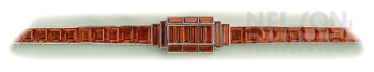 Cut-In Matched Citrine and Platinum Bracelet Watch