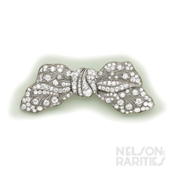 Diamond and Platinum Bow Brooch