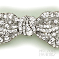 Diamond and Platinum Bow Brooch