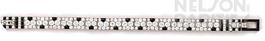 Buff Cut Onyx, Pavé Diamond and Platinum Panther Strap Bracelet