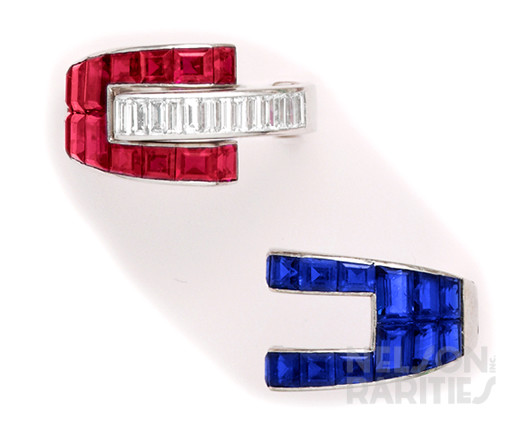 Burma Ruby, Sapphire, Diamond  and Platinum Interchangeable Ring