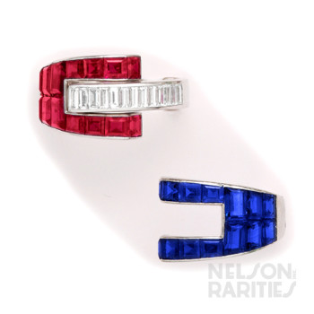 Burma Ruby, Sapphire, Diamond  and Platinum Interchangeable Ring