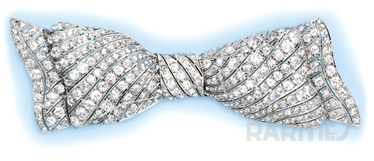 Diamond and Platinum Bow Brooch. Magnificent!