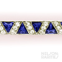 Triangle-Cut Sapphire, Diamond and Platinum Brooch