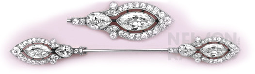 Marquise-Cut Diamond, Pear-Shaped Diamond, Diamond and Platinum Jabot Brooch. French