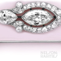 Marquise-Cut Diamond, Pear-Shaped Diamond, Diamond and Platinum Jabot Brooch. French