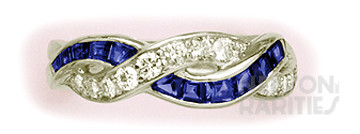 Calibré Sapphire, Diamond and Platinum Ring