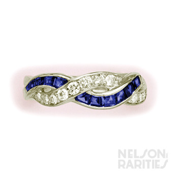 Calibré Sapphire, Diamond and Platinum Ring