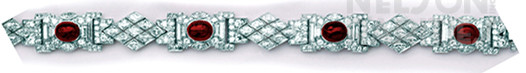 Cabochon-Cut Burma Ruby, Marquise-Cut Diamond,  Baguette Diamond, Diamond and Platinum Bracelet