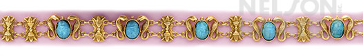 Turquoise and Gold Egyptian Revival Bracelet