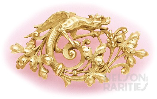 Carved Gold Dragon Brooch