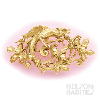 Carved Gold Dragon Brooch