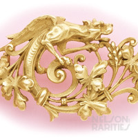 Carved Gold Dragon Brooch