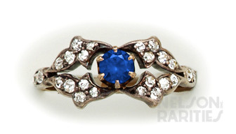 Sapphire, Diamond, Silver and Gold Ring