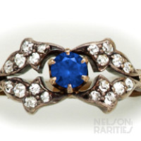 Sapphire, Diamond, Silver and Gold Ring