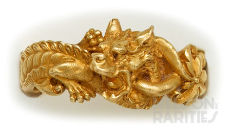 Carved Gold Dragon Scarf Brooch