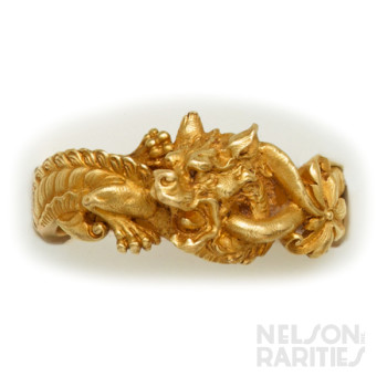 Carved Gold Dragon Scarf Brooch