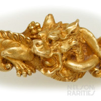 Carved Gold Dragon Scarf Brooch