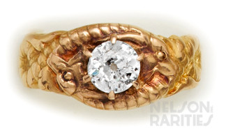 Diamond and Carved Gold Ring