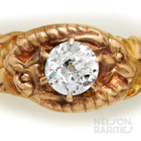 Diamond and Carved Gold Ring