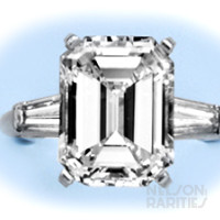 5.24 Carats emerald-Cut Diamond (GIA G/VS1),  Baguette Diamond and Platinum Ring