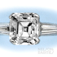 1.54 Carats Asscher-Cut Diamond (GIA E/VS1),  French-Cut Diamond, Baguette Diamond and Platinum Ring