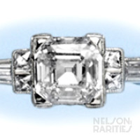 1.54 Carats Asscher-Cut Diamond (GIA E/VS1),  French-Cut Diamond, Baguette Diamond and Platinum Ring