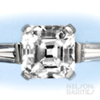 1.50 Carats Asscher-Cut Diamond (GIA D/VS1),   Baguette Diamond and Platinum Ring