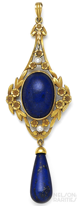 Lapis Lazuli, Natural Pearl, and Gold Pendant | Our Collection | Nelson ...
