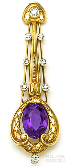 Amethyst, Platinum and Gold Pendant