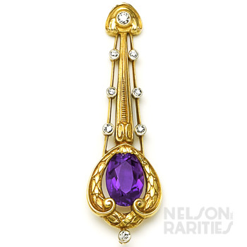 Amethyst, Platinum and Gold Pendant