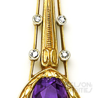 Amethyst, Platinum and Gold Pendant