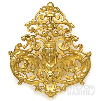 Carved Gold Gothic-Revival Brooch