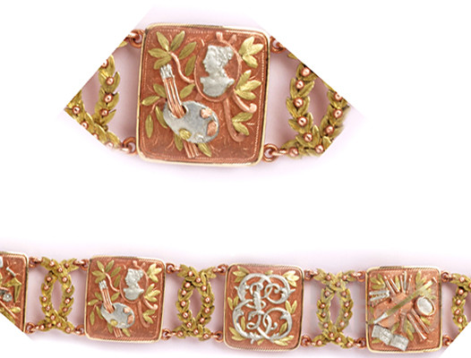 Multi-Colored Gold Bracelet  Depicting the Four Arts