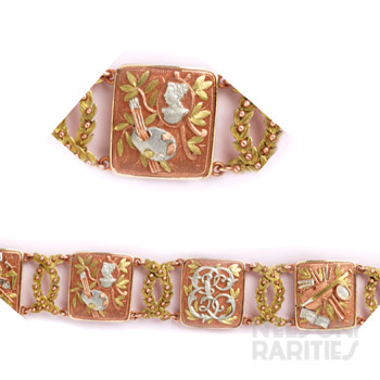 Multi-Colored Gold Bracelet  Depicting the Four Arts