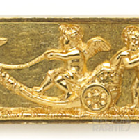 Carved Gold Brooch Depicting Five Cherubs with a Chariot