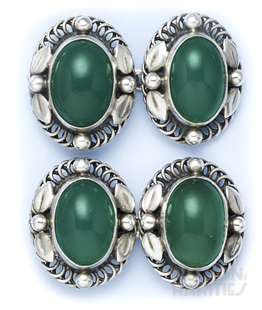 Chalcedony and Sterling Silver Cufflinks