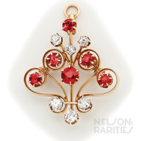 Burma Ruby, Diamond and Gold Pendant Brooch