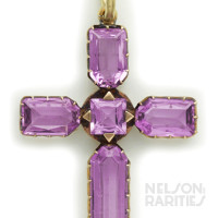 Pink Precious Topaz and Gold Cross Pendant