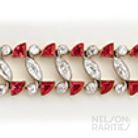 Burma Ruby, Marquise-Cut Diamond, Diamond, Gold and Platinum Bracelet