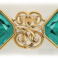 Chrome Blue Green Tourmaline, and Gold Heraldic Brooch