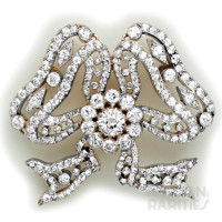 Diamond, Gold and Platinum Bowknot  Brooch with Moveable Adjustments