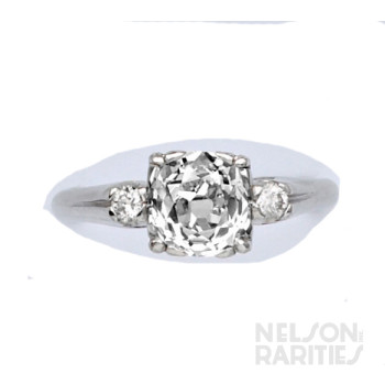 1.53ct Cushion-Cut Diamond (G/VS2), Diamond and Platinum Ring